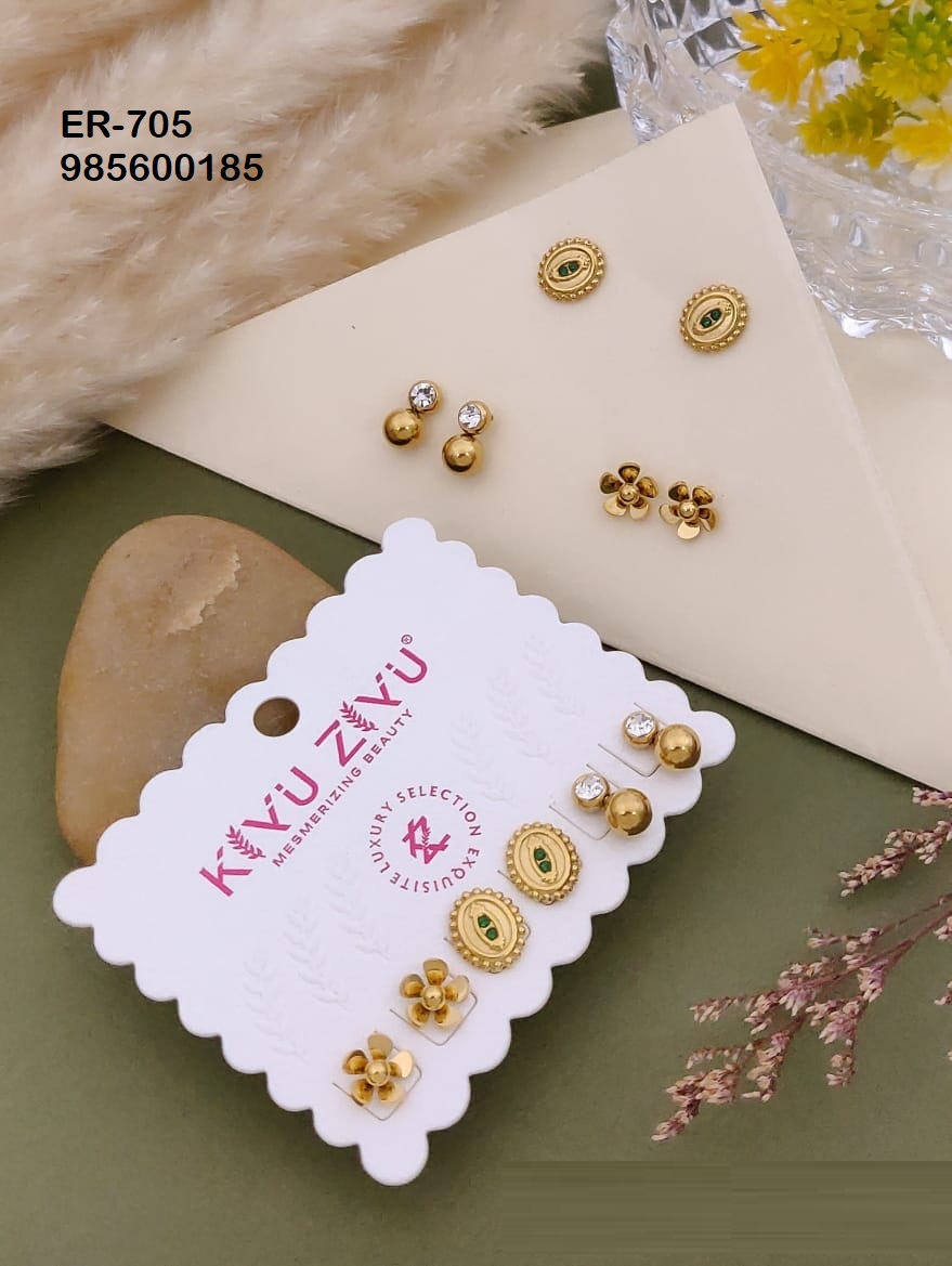 Set Of 3 Pair Earrings